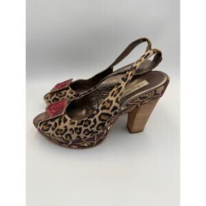 Olivia Rose Tal Cheetah Floral Embroidered Tall Heels 9 (EU 40)